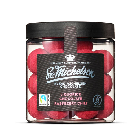 Lakrids med hvid chokolade, hindbær og chili