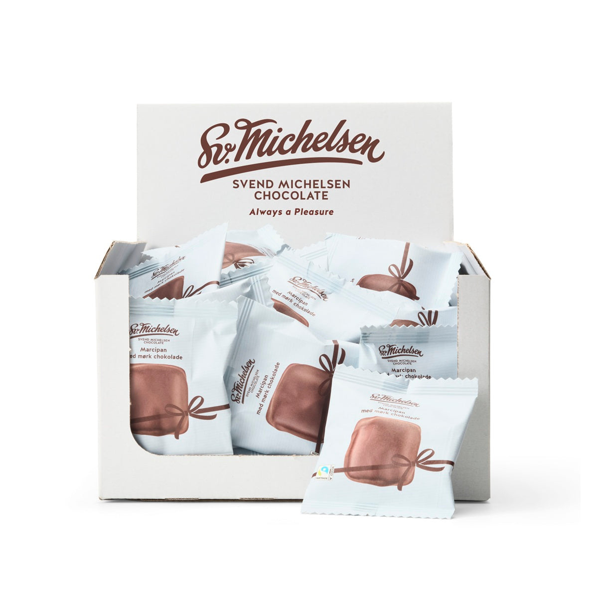 Marcipan med mørk chokolade kasse - 500g - 50 stk