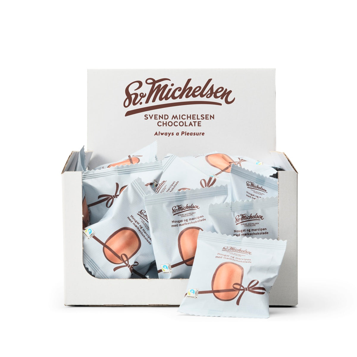 Nougat-marcipan med lys chokolade kasse - 500g - 50 stk