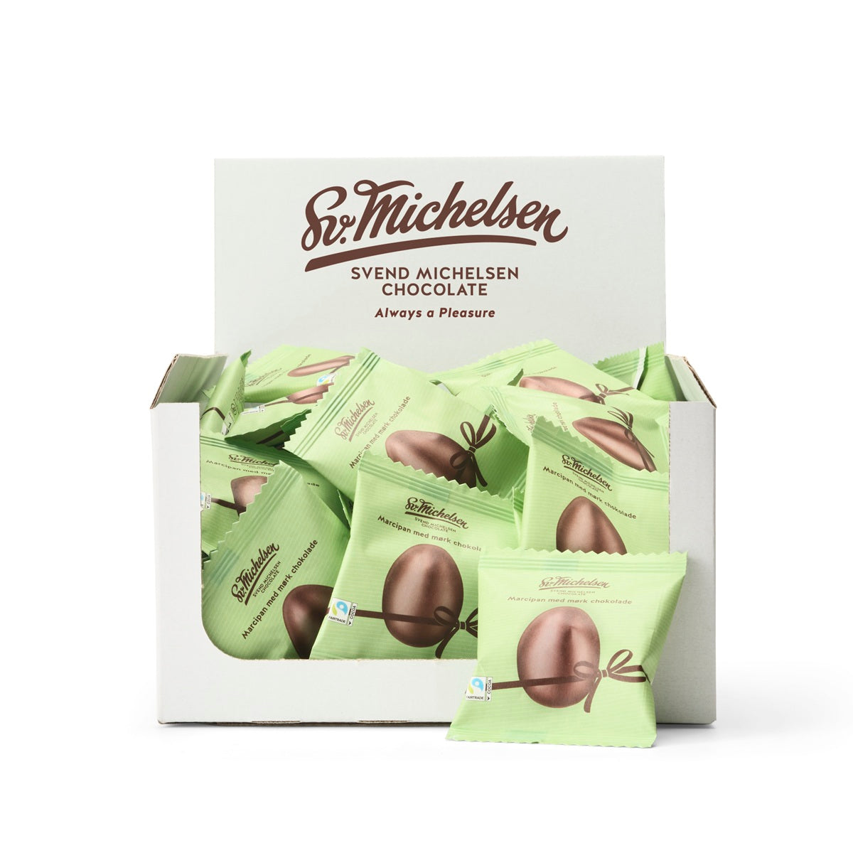 Marcipanæg med mørk chokolade kasse - 500g - 50 stk