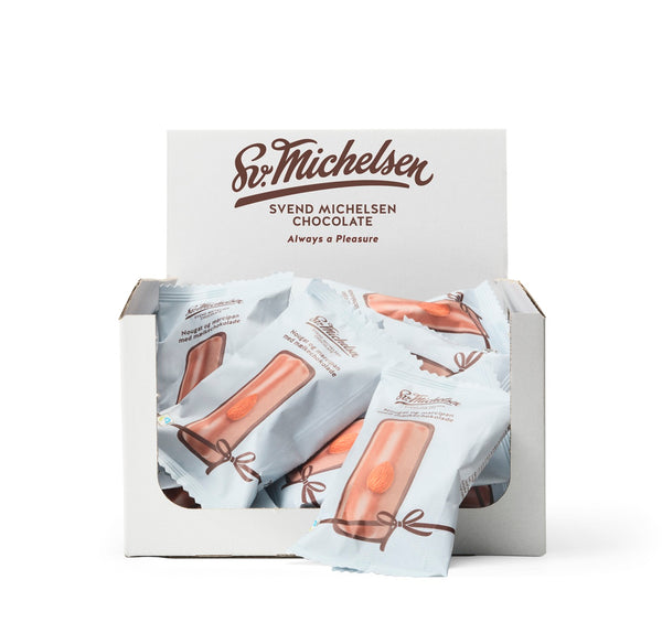Nougat-marcipan med lys chokolade petit four kasse - 600g - 24 stk