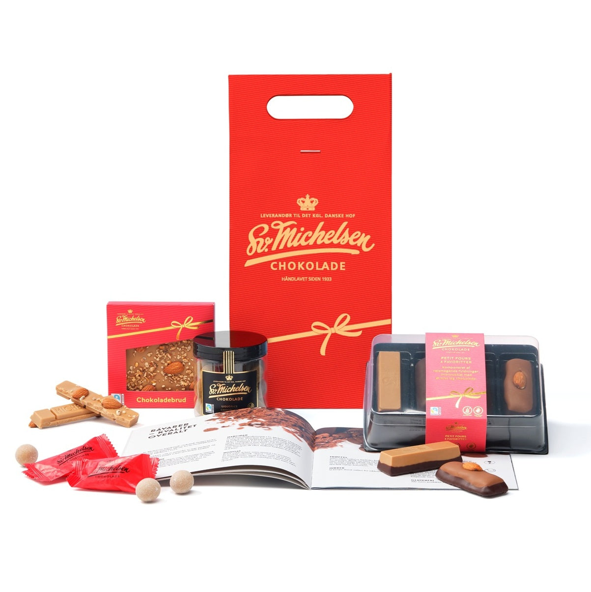 Rød gavepose med Fairtrade chokolade