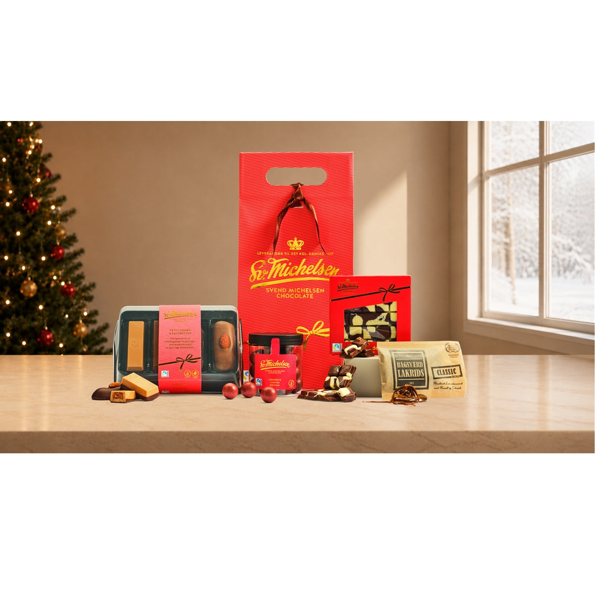 Gavepose med Fairtrade chokolade rød - 270 kr